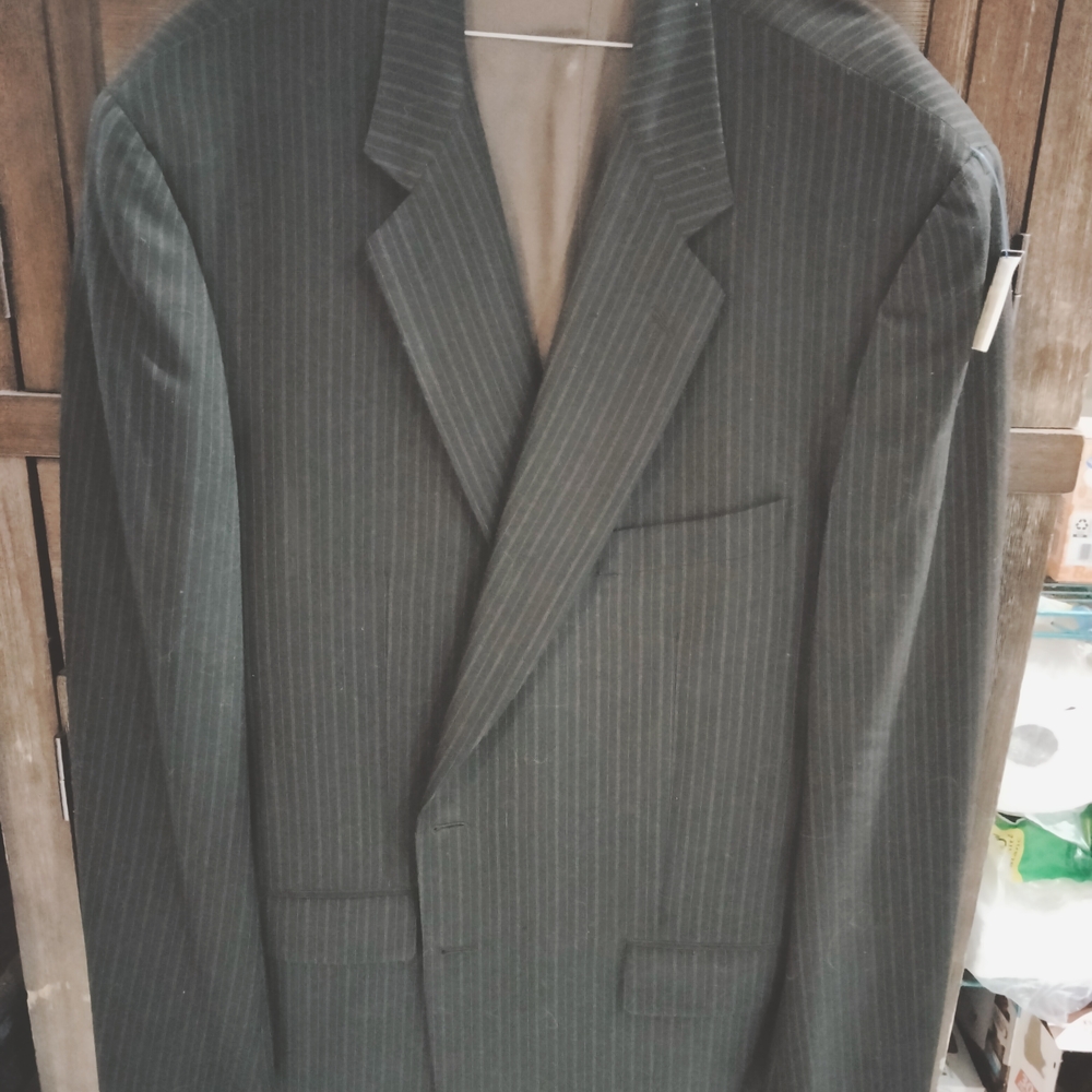 Barneys New York Men's Jacket Blazer Gray 100% Wool Tailored 40/32L